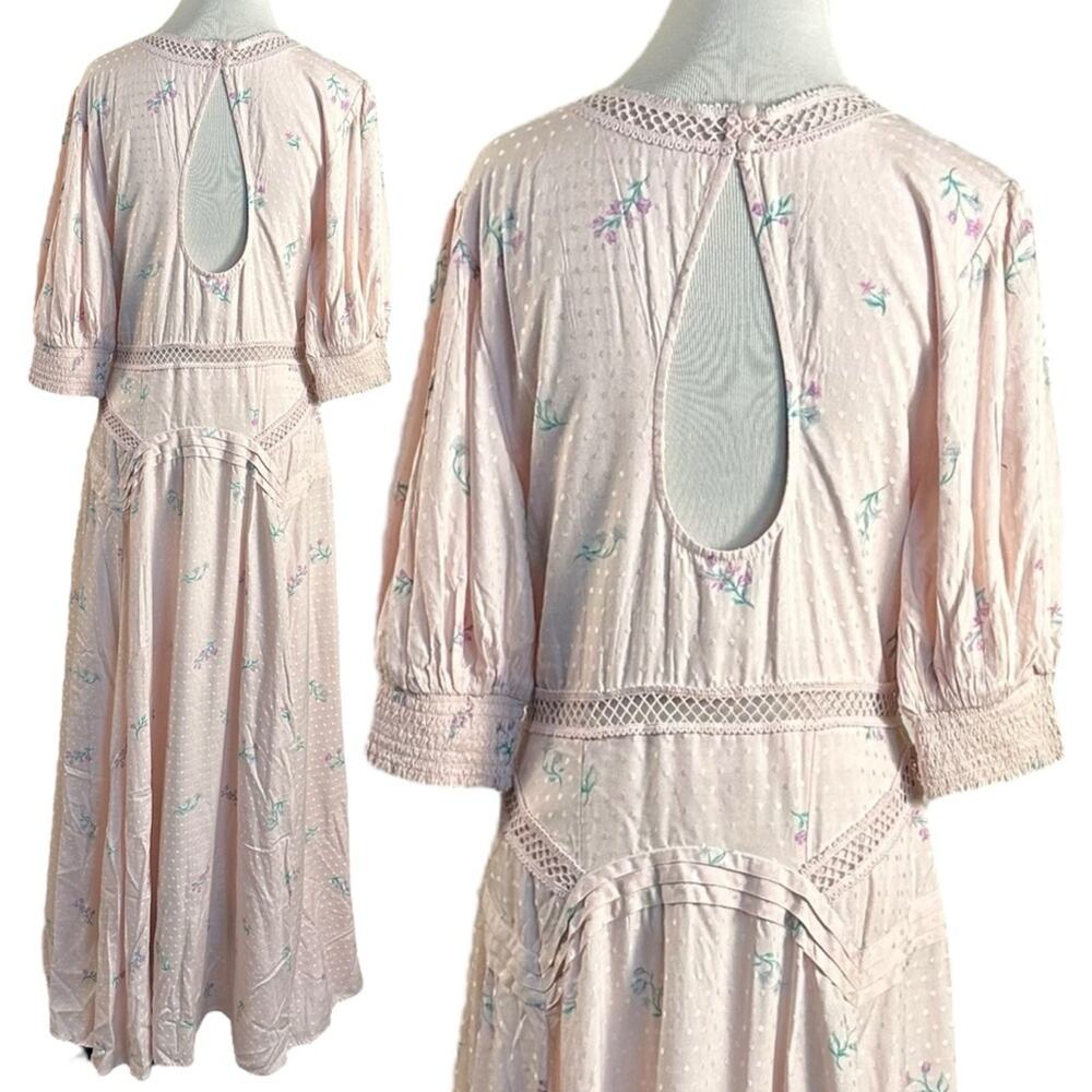 Free People Ethereal Dainty Still In Love Maxi Dress Pink Floral Cottage Medium - Picture 11 of 16